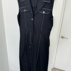 Zara Contrast-Stitch Button-Up Dress